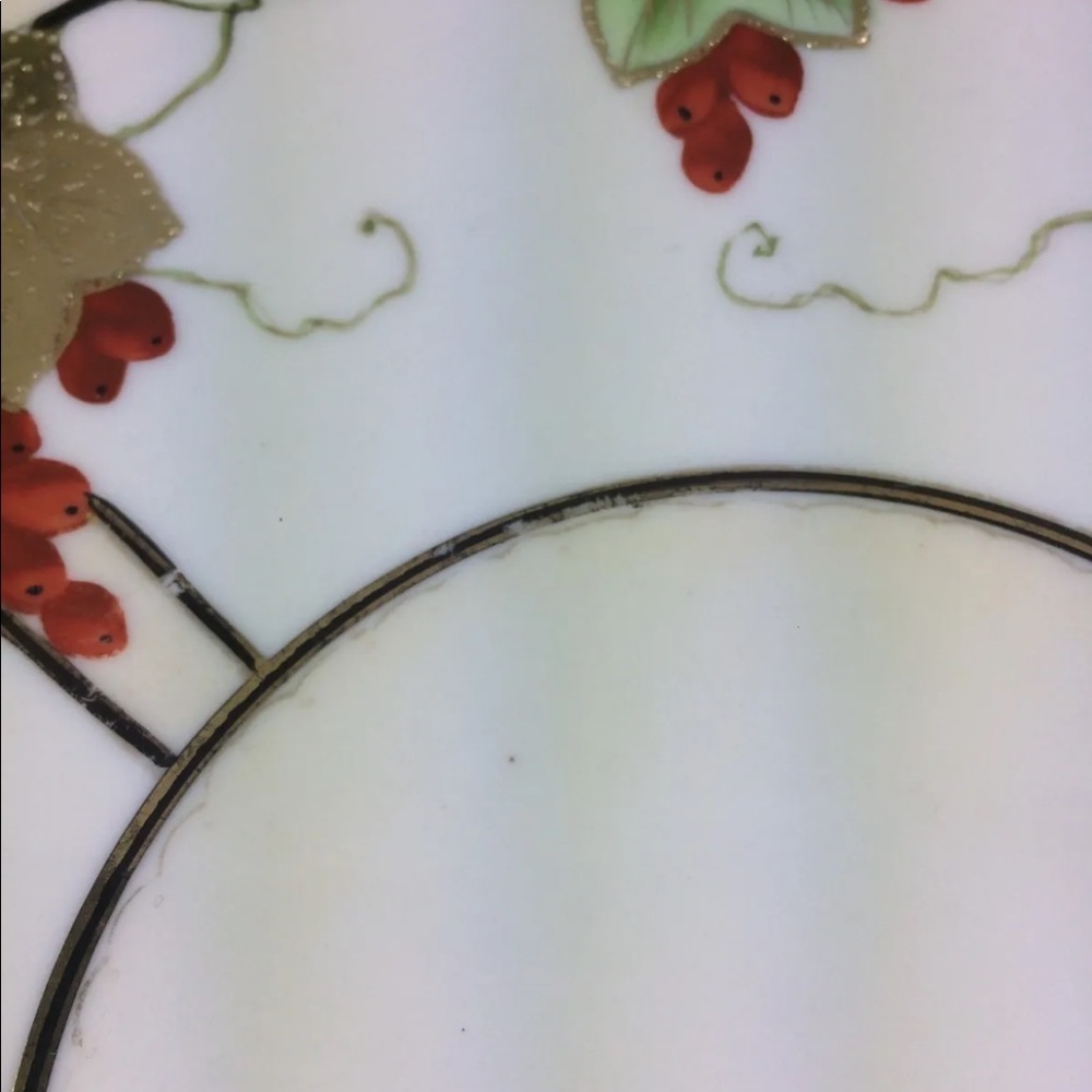 ⭐️🌸Antique Hand Painted Nippon Plate Leaf Mark Porcelain Ornate Beautiful Orange - Picture 4 of 10